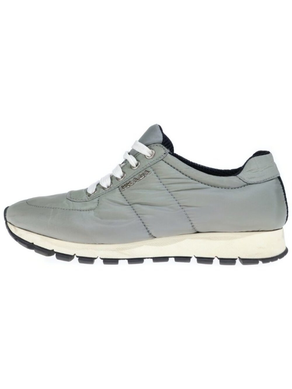 Prada Nylon Lace Up Sneakers Gray
